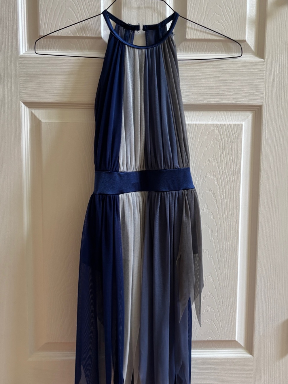 Weissman Navy and Gray Halter Dance Dress